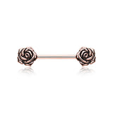 Rose Gold Vintage Flower Nipple Barbell Ring - Nipple Ring. Navel Rings Australia.