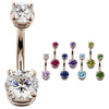 Gemmed 14K Rose Gold Belly Rings