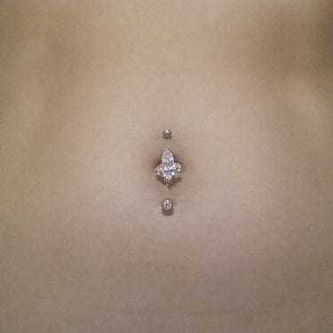 Glacial Diamanté Belly Button Ring - Fixed (non-dangle) Belly Bar. Navel Rings Australia.