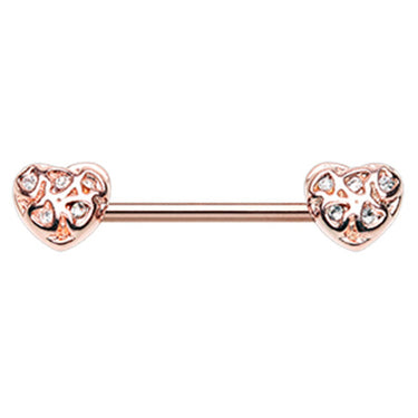 Caged Heart Nipple Body Jewellery with Rose Gold Plating - Nipple Ring. Navel Rings Australia.