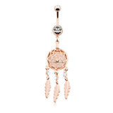 Shamanic Opal Dreams Belly Bar - Dangling Belly Ring. Navel Rings Australia.