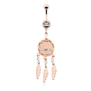 Shamanic Opal Dreams Belly Bar - Dangling Belly Ring. Navel Rings Australia.