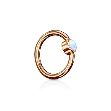FLAT Opal Captive Belly Rings with Rose Gold Plating - Captive Belly Ring. Navel Rings Australia.