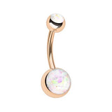 Rose Gold Opal Gleam Classique Belly Ring - Basic Curved Barbell. Navel Rings Australia.