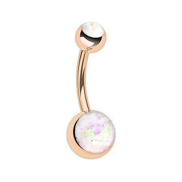 Rose Gold Opal Gleam Classique Belly Ring - Basic Curved Barbell. Navel Rings Australia.
