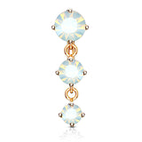 Opaline Top Drop Belly Bar with Rose Gold Plating - Reverse Top Down Belly Ring. Navel Rings Australia.