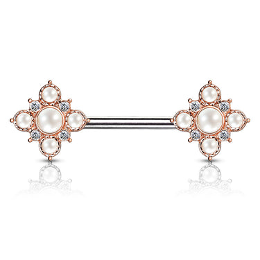 April Pearl Nipple Jewellery with Rose Gold Plating - Nipple Ring. Navel Rings Australia.