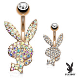 Official ©Playboy Motley Belly Rings with Rose Gold Plating - Fixed (non-dangle) Belly Bar. Navel Rings Australia.