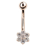 Rose Gold REAL Diamond Daisy Navel Ring - Basic Curved Barbell. Navel Rings Australia.