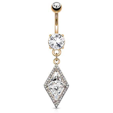 Diamonds Forever Belly Drop with Rose Gold Plating - Dangling Belly Ring. Navel Rings Australia.