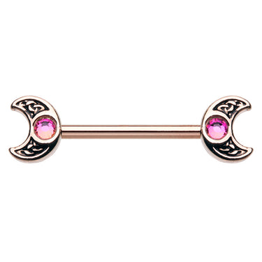 Enchantress Moon Nipple Ring with Rose Gold Plating - Nipple Ring. Navel Rings Australia.