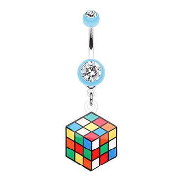 Puzzler Rubix Cube Belly Bar - Dangling Belly Ring. Navel Rings Australia.