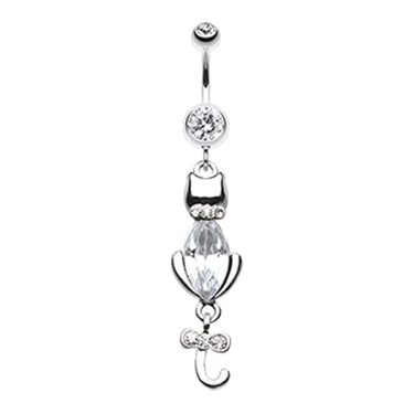 Sass Kitty Cat Belly Dangle - Dangling Belly Ring. Navel Rings Australia.