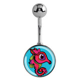Ocean Spirit Seahorse Belly Bar - Basic Curved Barbell. Navel Rings Australia.