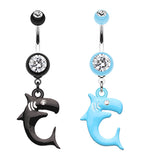 Jaws Shark Attack Belly Piercing Ring - Dangling Belly Ring. Navel Rings Australia.