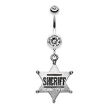 Sheriff Star Badge Belly Dangle - Dangling Belly Ring. Navel Rings Australia.
