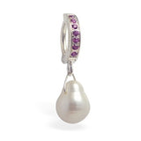 TummyToys® Ruby Pearl Teardrop Navel Jewellery - TummyToys® Patented Clasp. Navel Rings Australia.