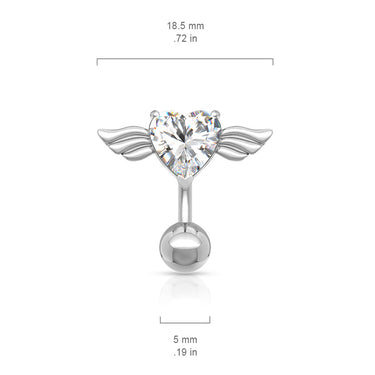 Reverse Angel Wing Heart Belly Ring - Reverse Top Down Belly Ring. Navel Rings Australia.