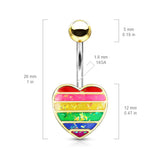 Opal Gay Pride Rainbow Belly Rings - Fixed (non-dangle) Belly Bar. Navel Rings Australia.
