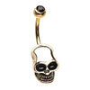 Deathly Skull Belly Bar in Gold