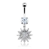 Winter Chills Snowflake Belly Bar - Dangling Belly Ring. Navel Rings Australia.