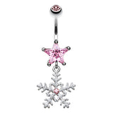 Snowy Night Dangly Navel Bar - Dangling Belly Ring. Navel Rings Australia.