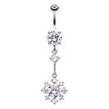 Fallen Snowflake Belly Bar - Dangling Belly Ring. Navel Rings Australia.