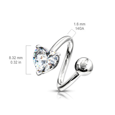 Heart Spiral Belly Button Rings - Spiral Twister Twistie. Navel Rings Australia.