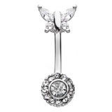 Le Glamour Butterfly Belly Bar - Split Spinal Belly Bar. Navel Rings Australia.