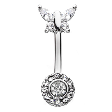 Le Glamour Butterfly Belly Bar - Split Spinal Belly Bar. Navel Rings Australia.