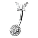 Le Glamour Butterfly Belly Bar - Split Spinal Belly Bar. Navel Rings Australia.