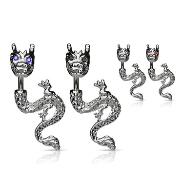 Dragon Dance Split Belly Button Ring - Split Spinal Belly Bar. Navel Rings Australia.