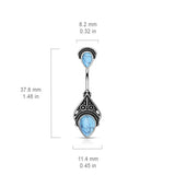 Vintage Ministry Belly Bar in Turquoise - Fixed (non-dangle) Belly Bar. Navel Rings Australia.