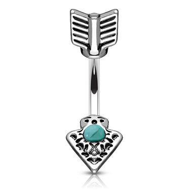 Zulu Tribal Arrowhead Belly Bar - Fixed (non-dangle) Belly Bar. Navel Rings Australia.