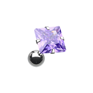 Prongset Square Gem Earring. Tragus and Cartilage Piercings. - Earring. Navel Rings Australia.