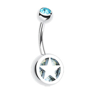 Star Colour Inlay Belly Rings - Basic Curved Barbell. Navel Rings Australia.