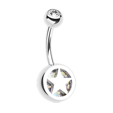 Star Colour Inlay Belly Rings - Basic Curved Barbell. Navel Rings Australia.
