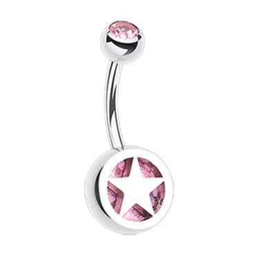 Star Colour Inlay Belly Rings - Basic Curved Barbell. Navel Rings Australia.