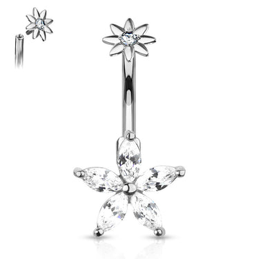 The Galatea Star Belly Bar - Fixed (non-dangle) Belly Bar. Navel Rings Australia.
