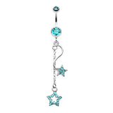 Shooting Star Galaxy Belly Button Ring - Dangling Belly Ring. Navel Rings Australia.