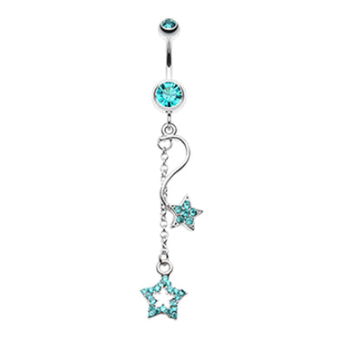 Shooting Star Galaxy Belly Button Ring - Dangling Belly Ring. Navel Rings Australia.