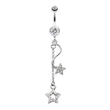 Shooting Star Galaxy Belly Button Ring - Dangling Belly Ring. Navel Rings Australia.