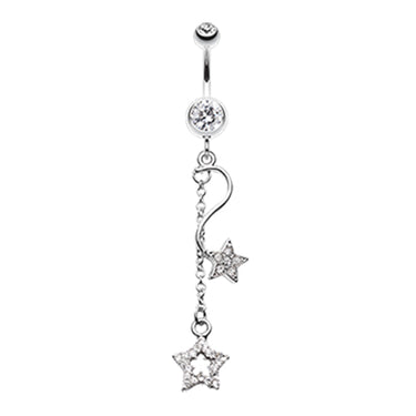 Shooting Star Galaxy Belly Button Ring - Dangling Belly Ring. Navel Rings Australia.