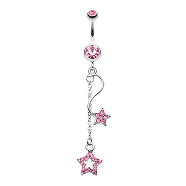 Shooting Star Galaxy Belly Button Ring - Dangling Belly Ring. Navel Rings Australia.