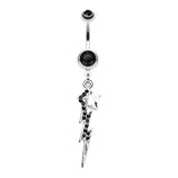Star Struck Lightning Bolt Belly Bar - Dangling Belly Ring. Navel Rings Australia.