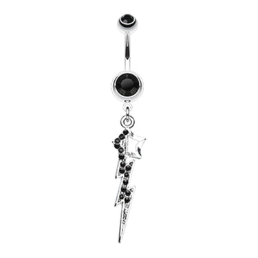 Star Struck Lightning Bolt Belly Bar - Dangling Belly Ring. Navel Rings Australia.