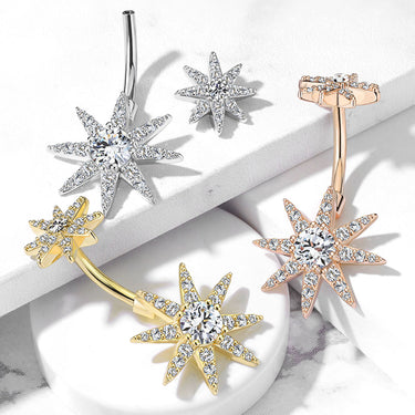 Star Beautiqua Belly Bar with Rose Gold Plating - Fixed (non-dangle) Belly Bar. Navel Rings Australia.