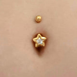Lucky Star Belly Bar with Gold Plating - Fixed (non-dangle) Belly Bar. Navel Rings Australia.