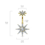 Star Beautiqua Belly Bar with Rose Gold Plating - Fixed (non-dangle) Belly Bar. Navel Rings Australia.
