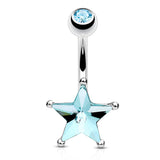 Superstar Gem Belly Ring - Fixed (non-dangle) Belly Bar. Navel Rings Australia.